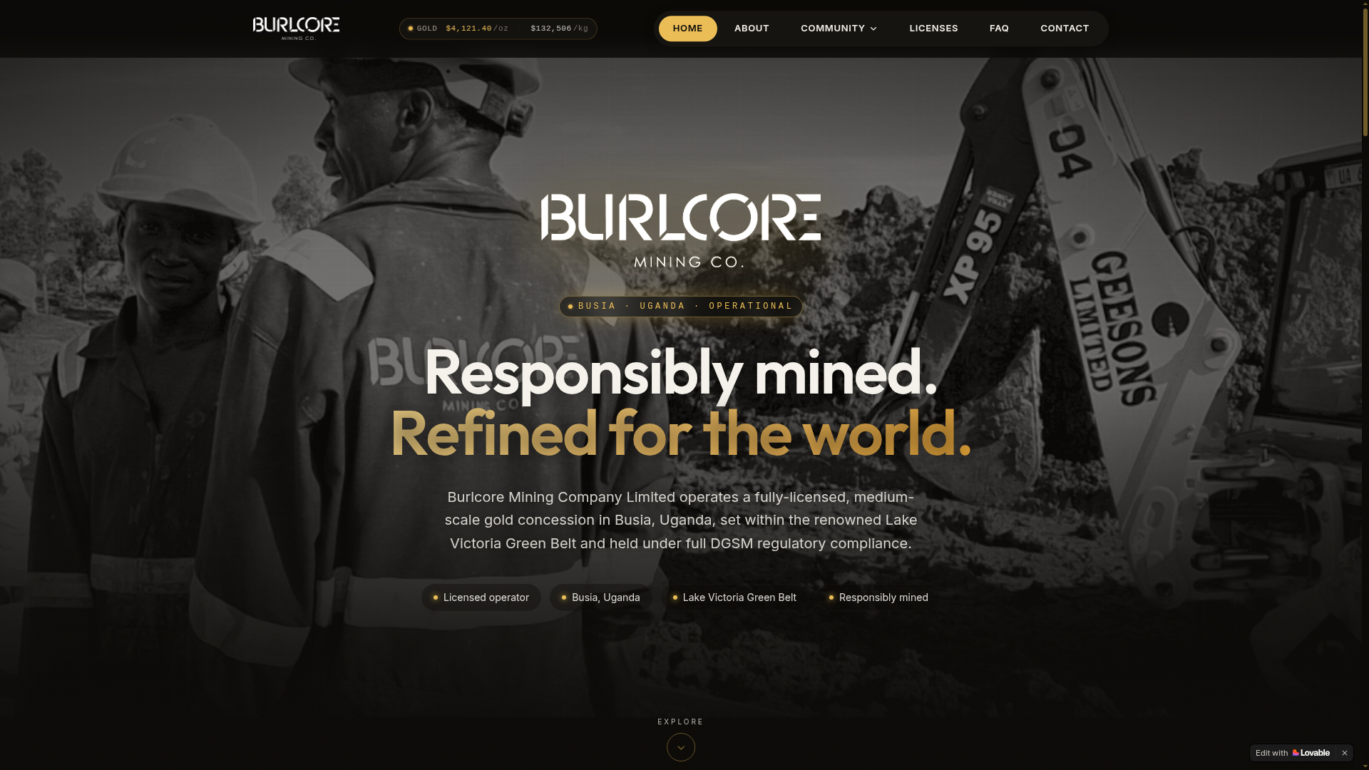 Burlcore Mining homepage preview